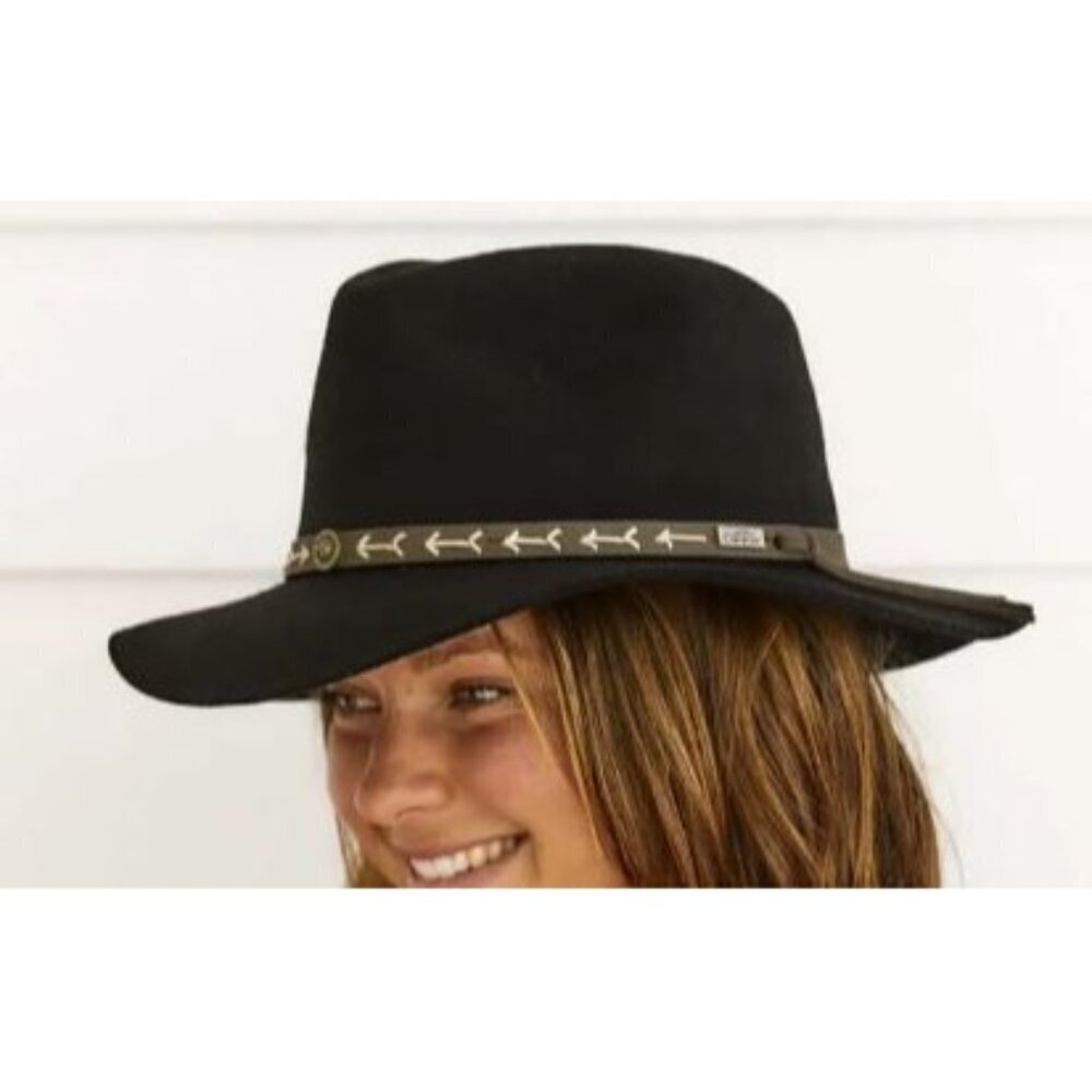 Conner Mt. Warning 100% Wool Boho Hat Women Size Large NWT Black Organic